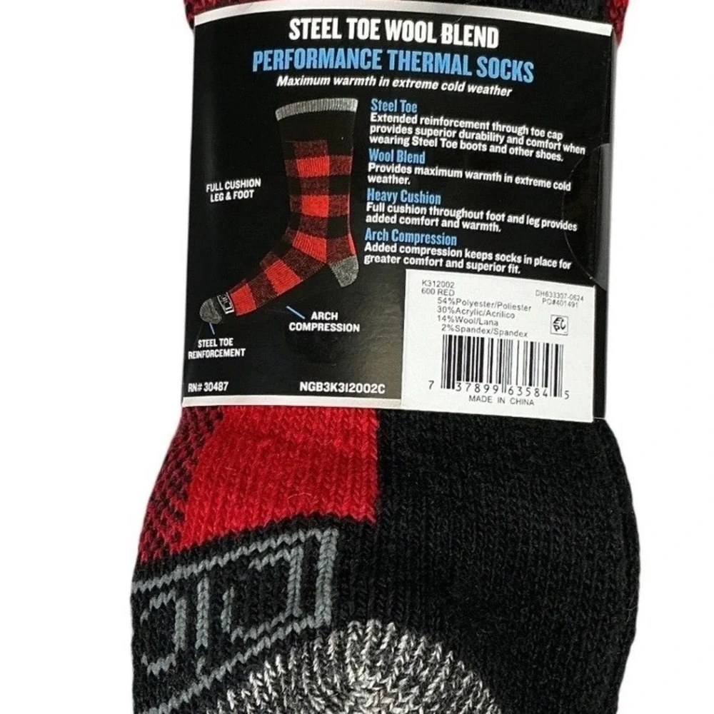Dickies Steel Toe‎ Wool Blend Thermal Crew Socks 3 Pair Heavyweight 6-12 Work